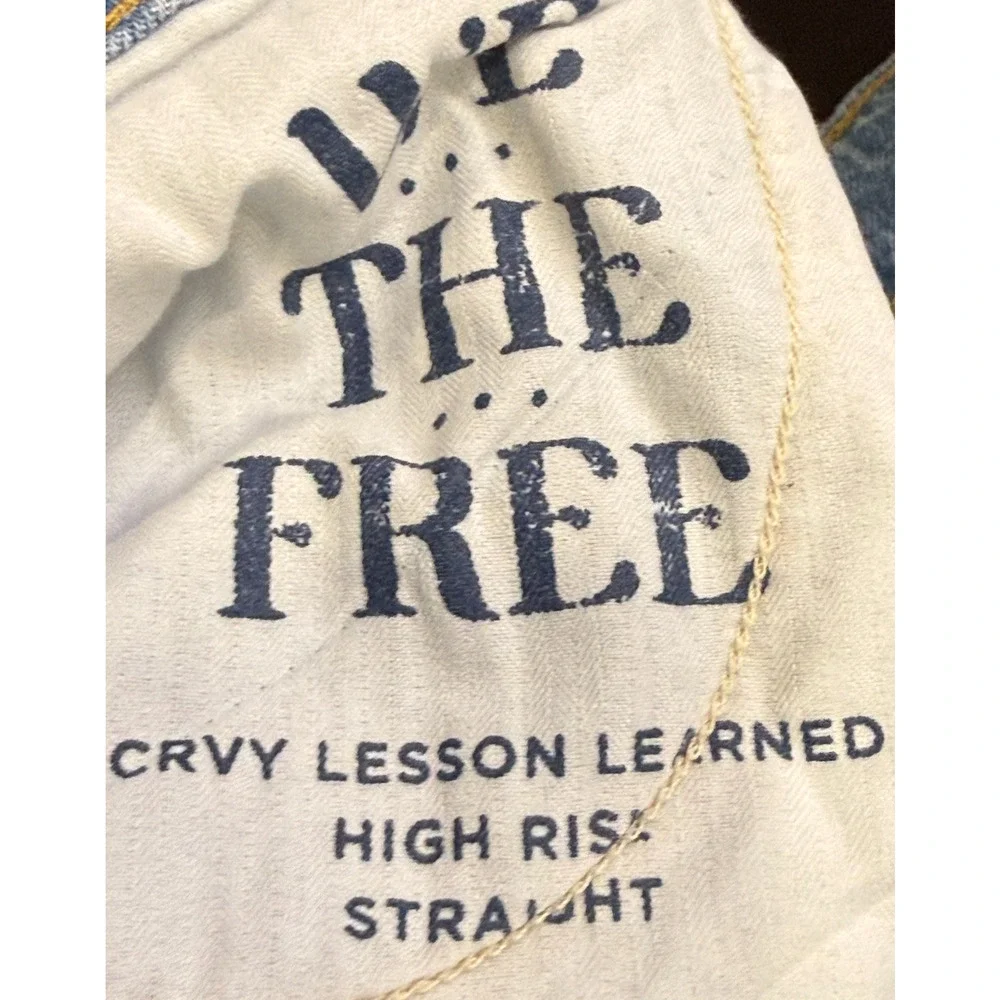 FREE PEOPLE WE THE FREE DISTRESSED CRVY LESSON LEARNED STRAIGHT LEG JEANS 34S 34